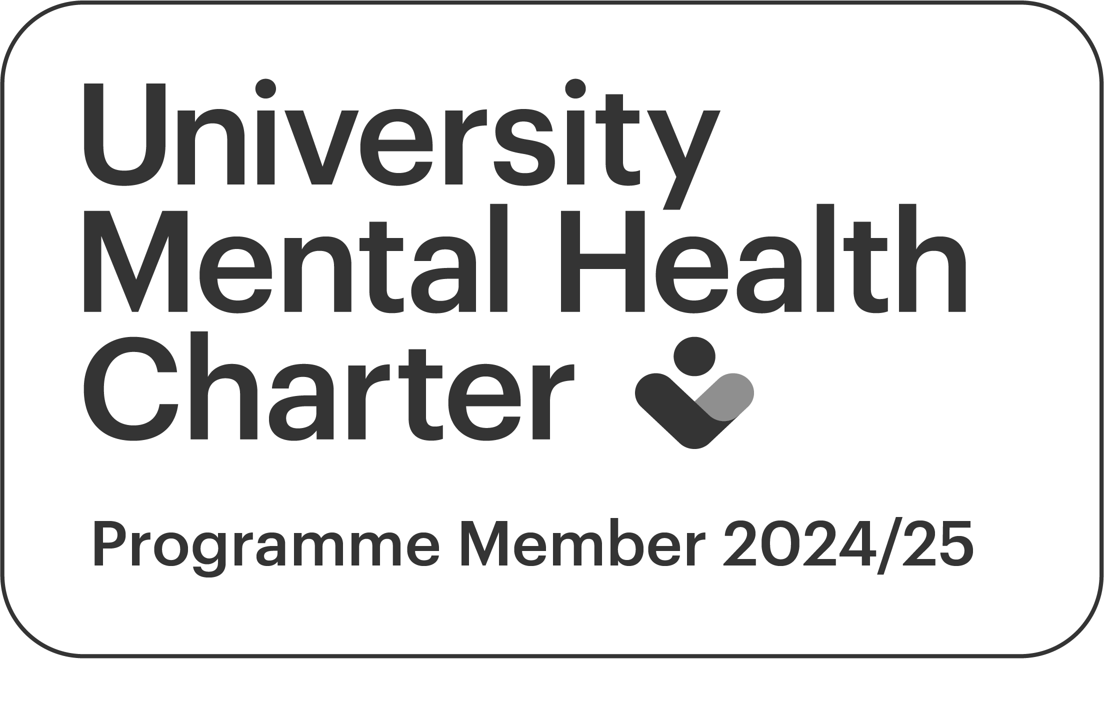 A logo for the University Mental Health Charter, highlighting that UCA is a 2024 programme member